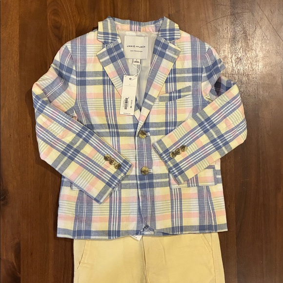 NWT- Janie and Jack Blue Plaid Blazer with Yellow Shorts - Picture 9 of 9